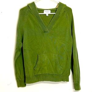 🌞 Sonoma green knit v-neck pullover hoodie long sleeves kangaroo pockets L